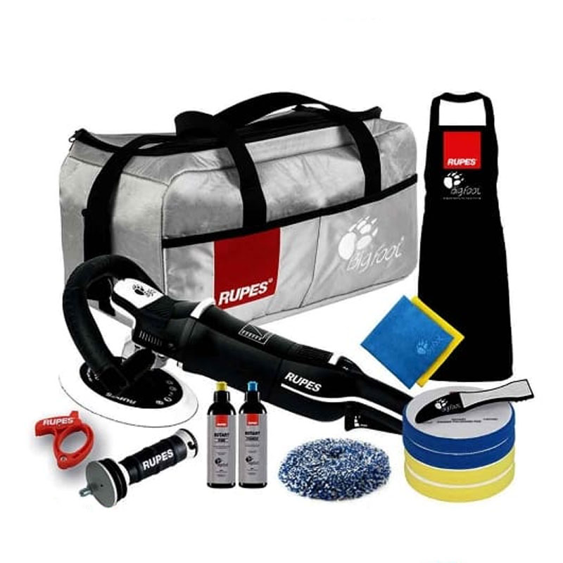 Rupes-LH19E-DLX-Rotary-Polisher-Complete-Kit-(125mm) پک کامل دستگاه پولیش روتاری سایز 125 روپس Rupes LH19E/DLX Polisher